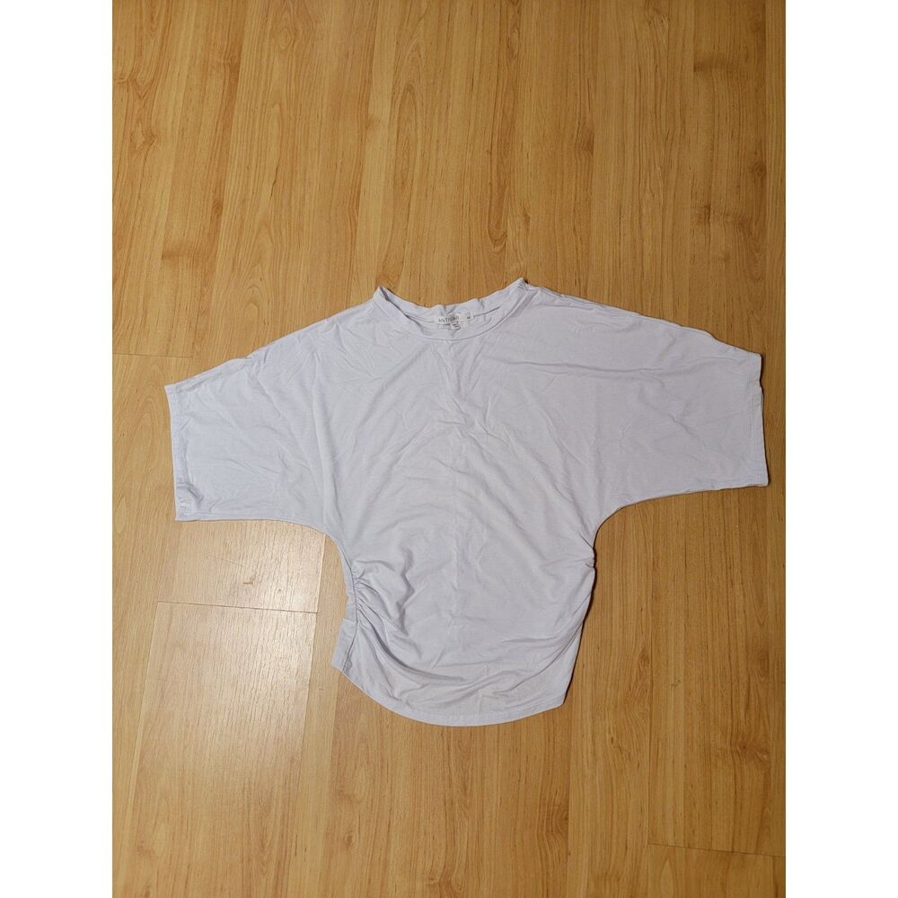 Antistar White Batwing Dolman Sleeve Side Ruched Stretch Top Extra Small XS